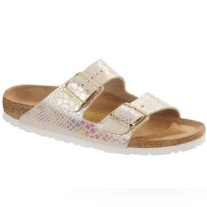 Birkenstock Arizona iridescent snakeskin sandals, size 40 or 9 - 9.5
